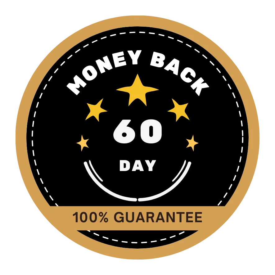 100Percent refund policy with 60days